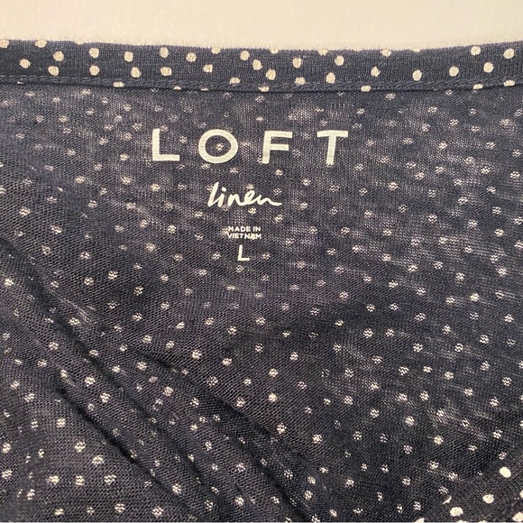 LOFT Black White Polka Dot Linen Flutter Sleeve Blouse - Picture 7 of 11
